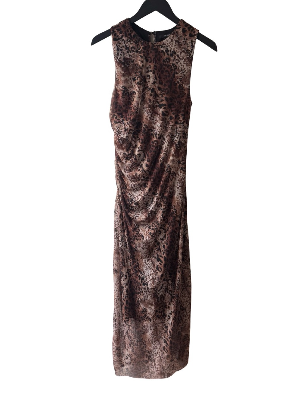 Forever 21 Brown Velvet Animal-Print Maxi Dress